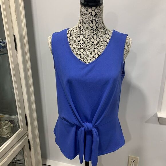 Talbots Tops - Talbots Blue Sleeveless Tie-Front Tank Top